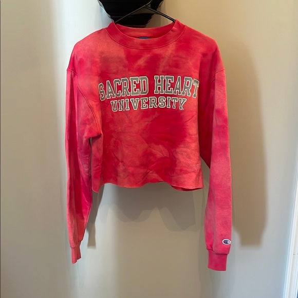 Champion Red Sacred Heart University Cropped Sweatshirt - Picture 1 of 3